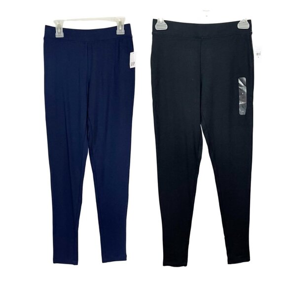 NEW Gap Jersey Knit Pull On Leggings Lot of 2 Navy Blue & Black - Size small - Picture 1 of 14